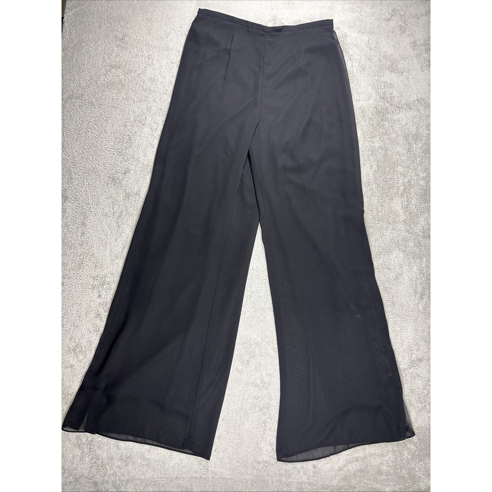 J.R. NITES By Caliendo Women's Black High-Waist Sheer‎ Wide Leg Pants Size 6